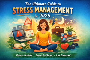 Person practicing stress management techniques like meditation, deep breathing, and mindfulness for mental wellness in 2025