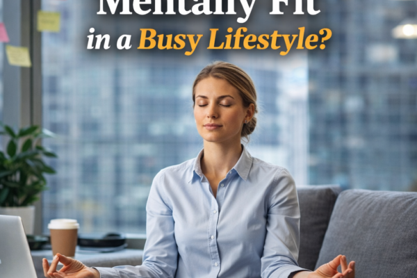 Person practicing mindfulness and stress management techniques to stay mentally fit in a busy lifestyle
