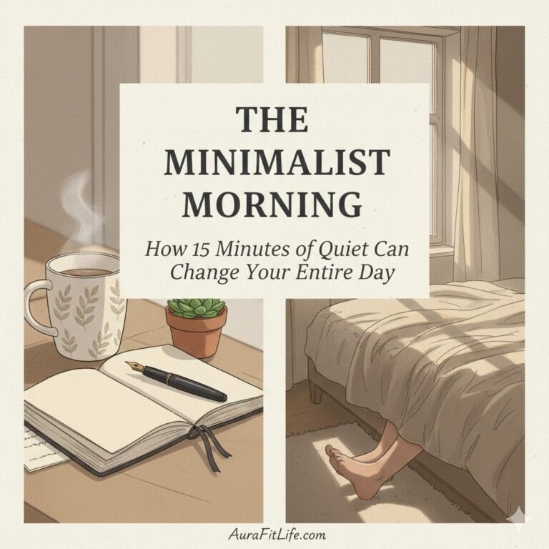 A hand-drawn style aesthetic split image showing a warm cup of coffee, an open journal, and a peaceful bedroom window with the article title.